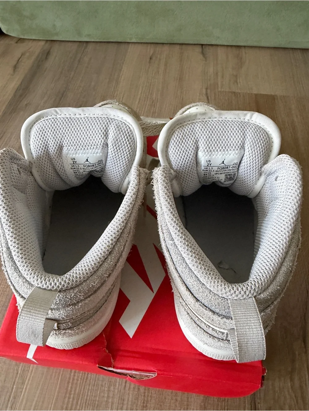 Nike Kids' Air Jordan 1 Mid White and suede Gray Sneakers
